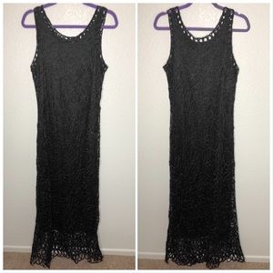Soulmates • 100% silk crochet black evening dress